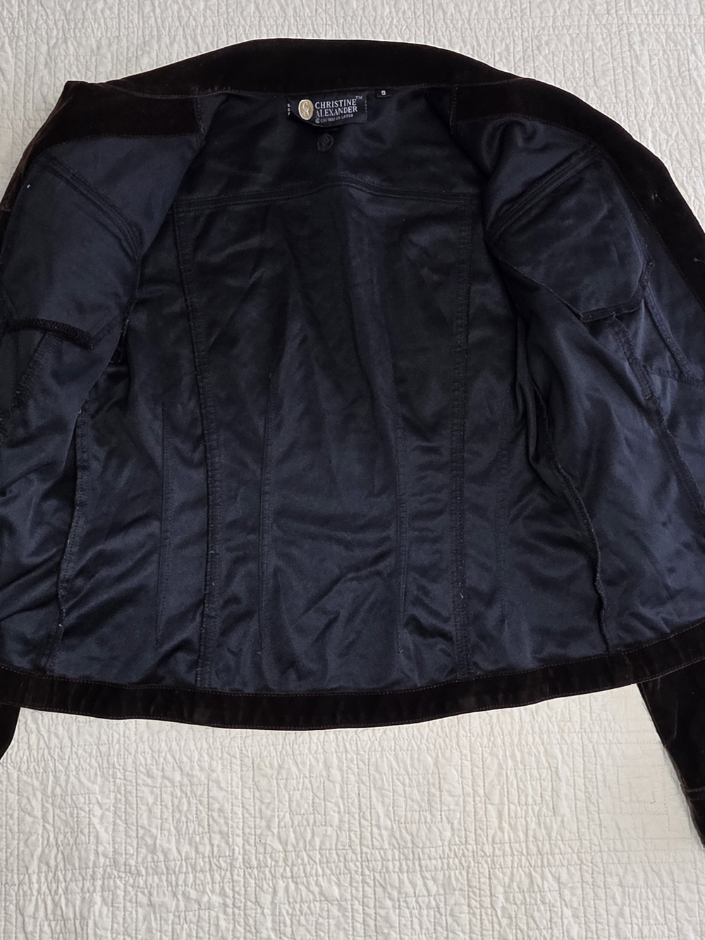 Christine Alexander Brown Velour Jacket Size S fake Crystal Buttons - Picture 3 of 5